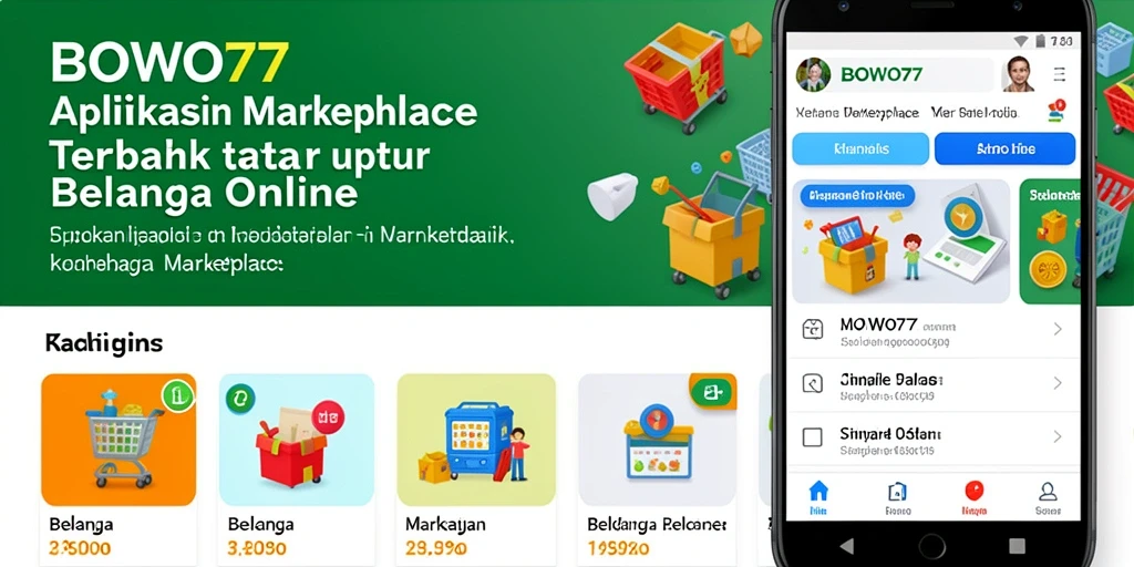Tampilan antarmuka modern aplikasi BOWO77 untuk belanja online.