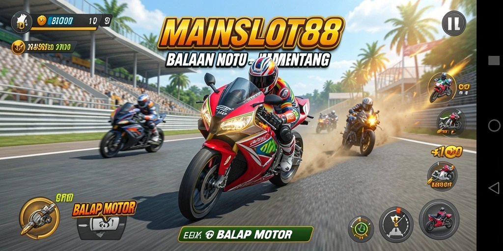Antarmuka <strong>MAINSLOT88</strong> menampilkan grafik balap motor yang menarik.