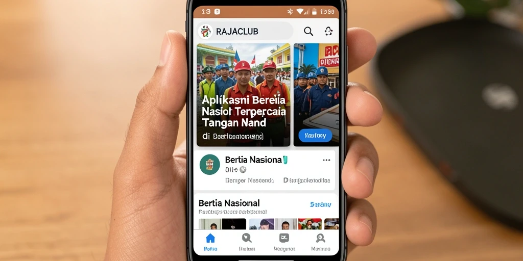 Antarmuka RAJACLUB menampilkan berita nasional terkini dengan tampilan yang menarik.