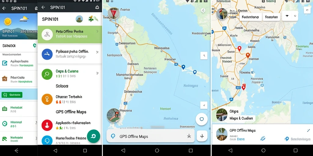 Tampilan antarmuka SPIN101 dengan fungsi GPS Offline Maps.