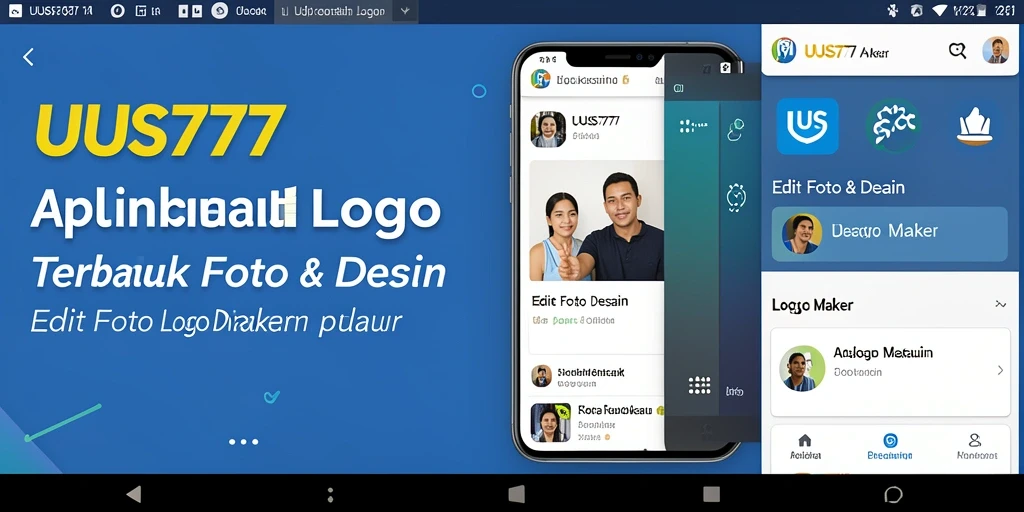 Screenshot aplikasi UUS777 menunjukkan antarmuka Logo Maker yang intuitif.